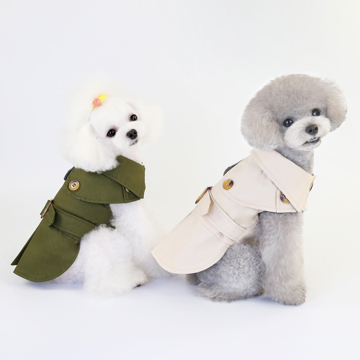 Stylish Dog Trench Coat – Classic Belted Pet Jacket