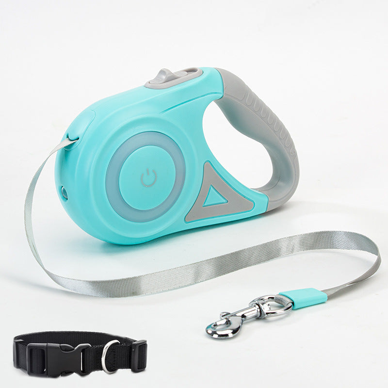 Retractable Dog Leash with Collar and Spotlight for Pets