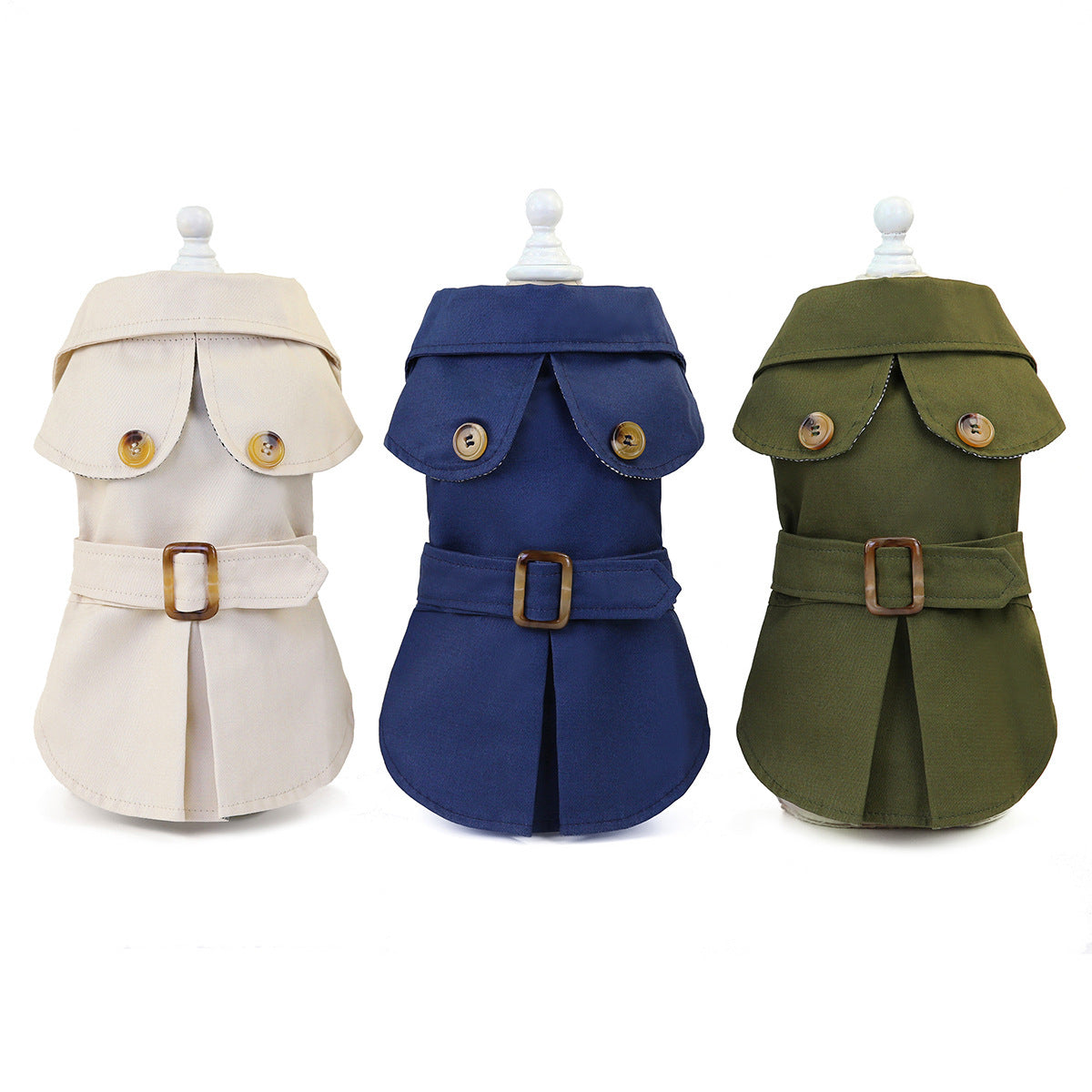 Stylish Dog Trench Coat – Classic Belted Pet Jacket