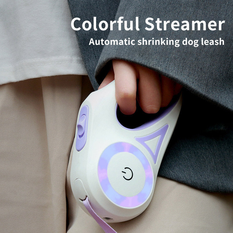 Retractable Dog Leash with Collar and Spotlight for Pets