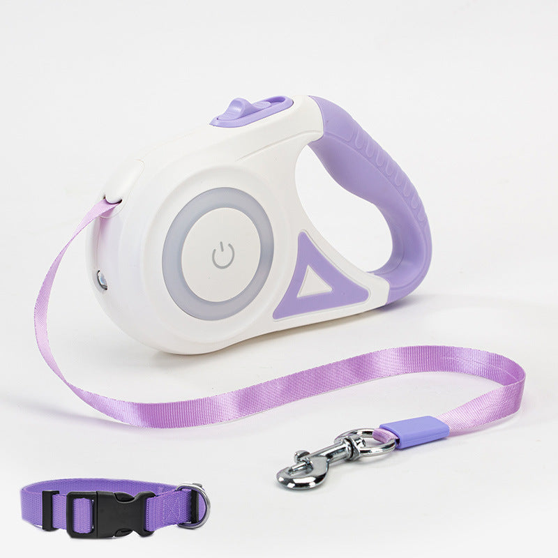 Retractable Dog Leash with Collar and Spotlight for Pets