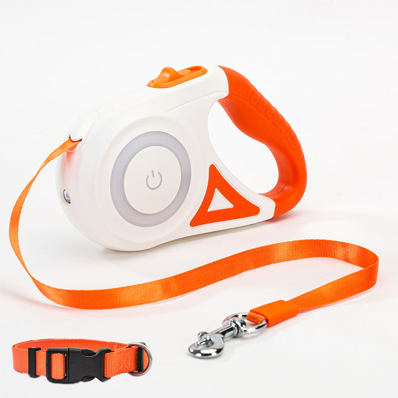 Retractable Dog Leash with Collar and Spotlight for Pets